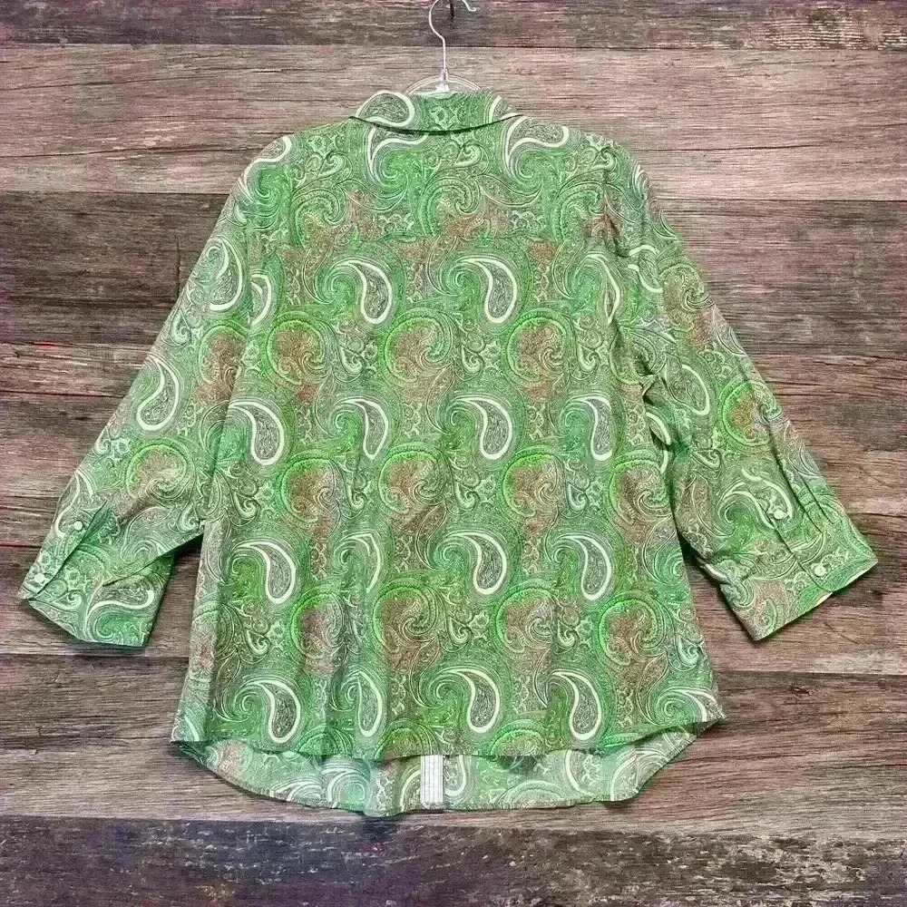 Talbots Multicolored Boxy 3/4 Sleeve Button Down … - image 3